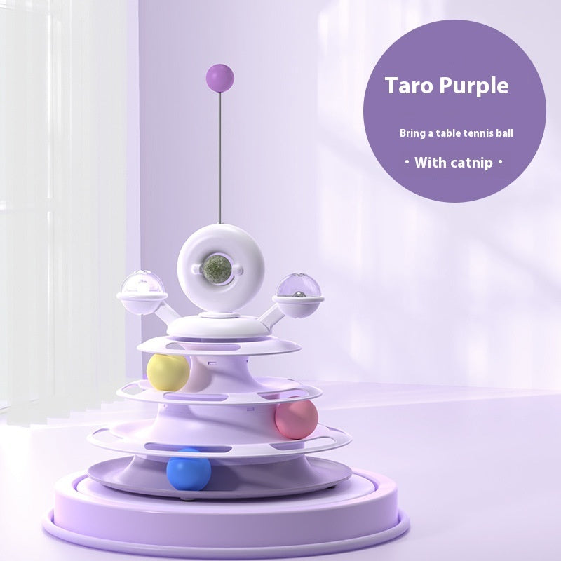 4-Level Cat Toy Tower with Rolling Balls Fun, Interactive Puzzle for Smart Cats