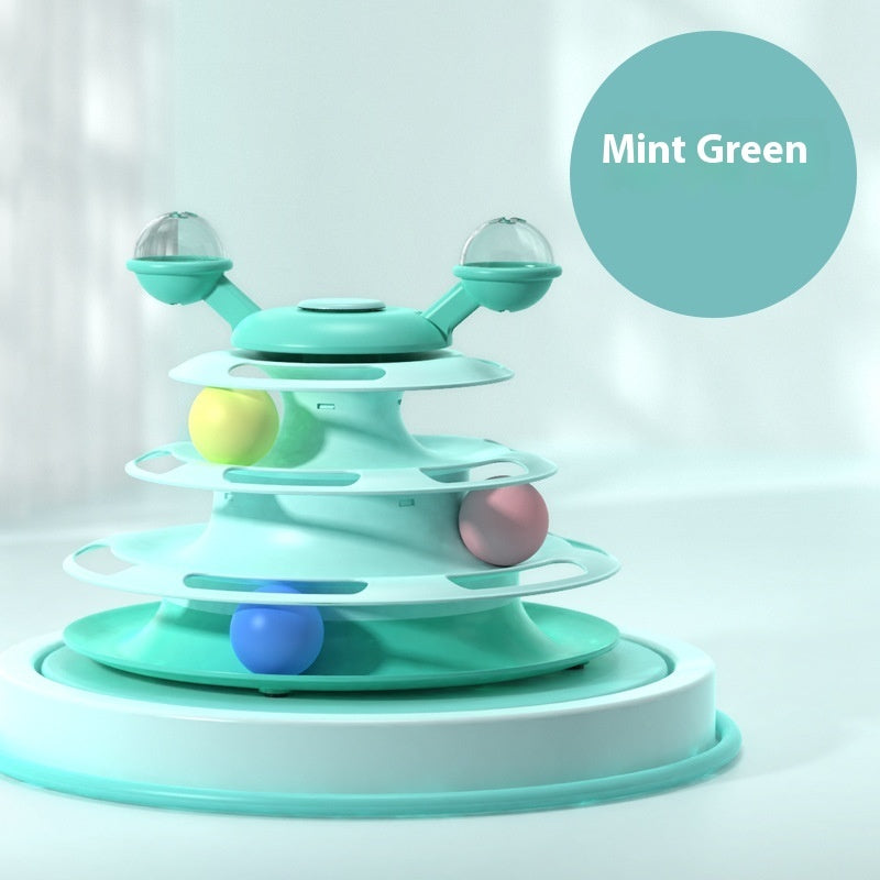 4-Level Cat Toy Tower with Rolling Balls Fun, Interactive Puzzle for Smart Cats