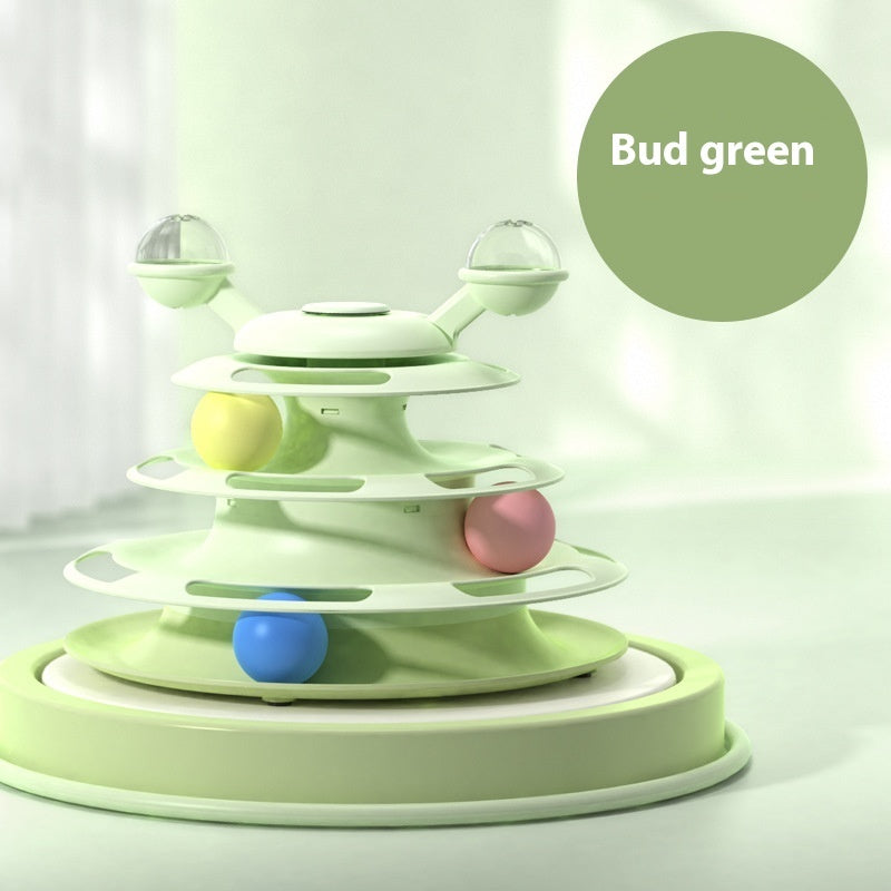 4-Level Cat Toy Tower with Rolling Balls Fun, Interactive Puzzle for Smart Cats