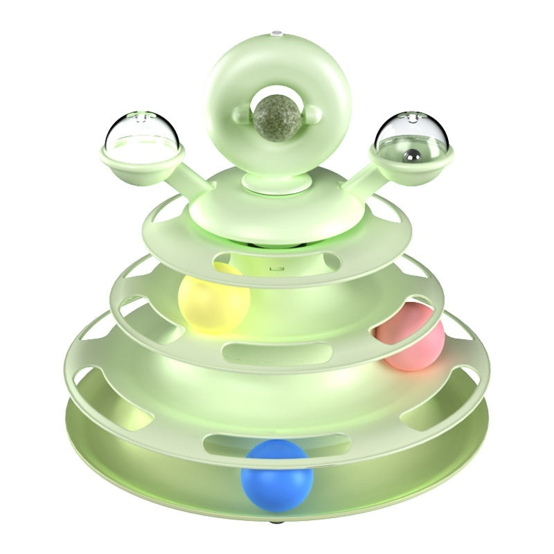 4-Level Cat Toy Tower with Rolling Balls Fun, Interactive Puzzle for Smart Cats
