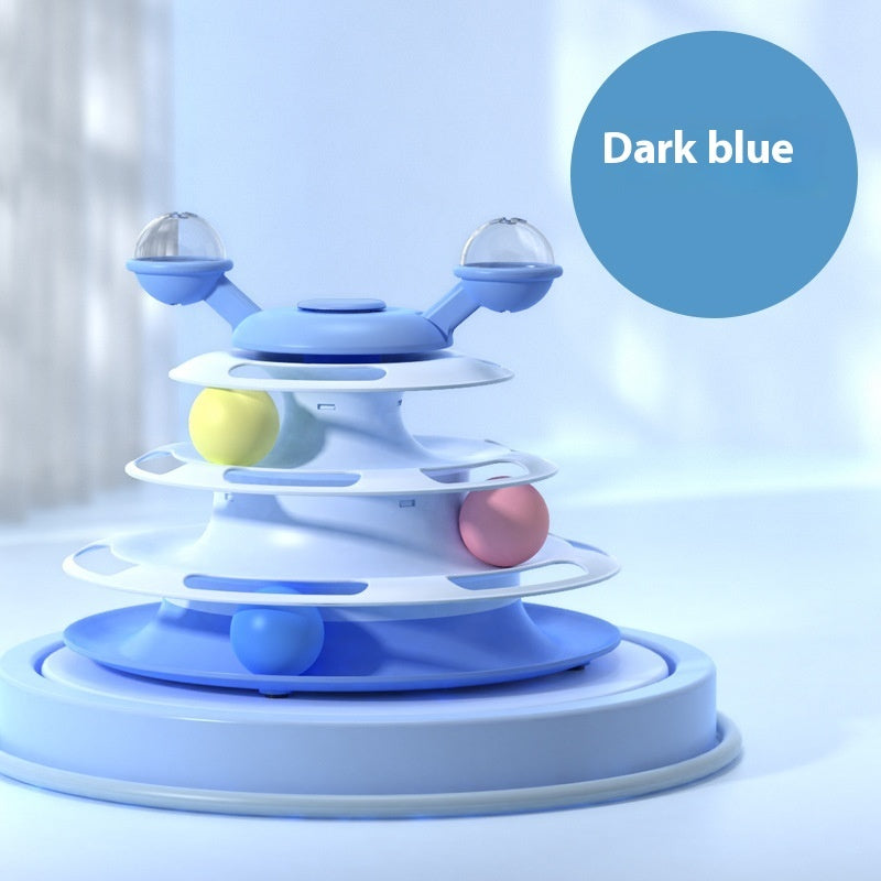 4-Level Cat Toy Tower with Rolling Balls Fun, Interactive Puzzle for Smart Cats