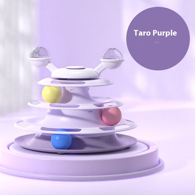 4-Level Cat Toy Tower with Rolling Balls Fun, Interactive Puzzle for Smart Cats